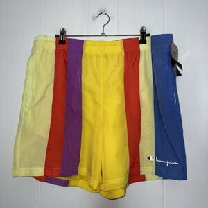 Champion Men’s Striped Retro Nylon Shorts Mesh Lined Size XL NWT